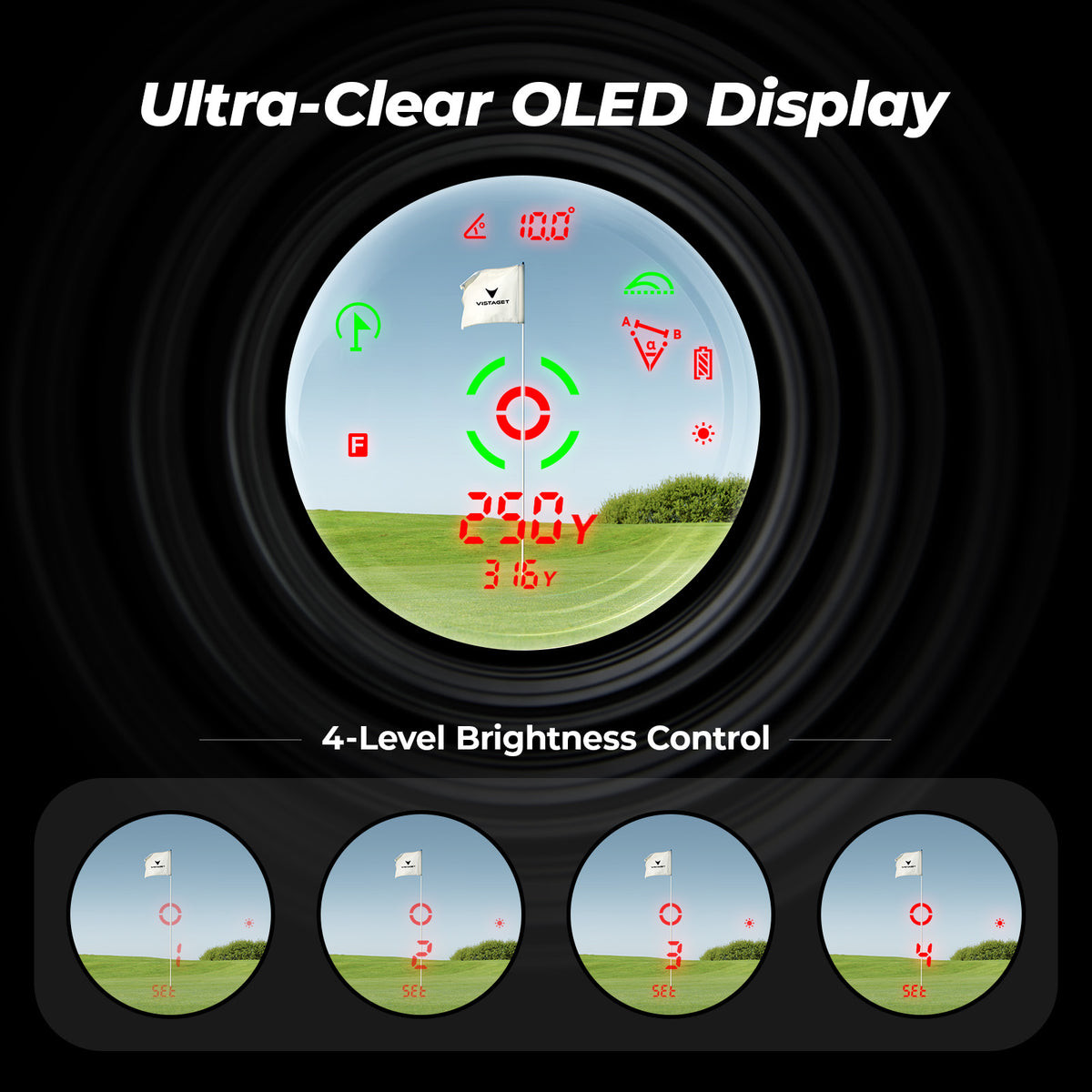 Golvia Pro Adjustable-Brightness Golf Rangefinder