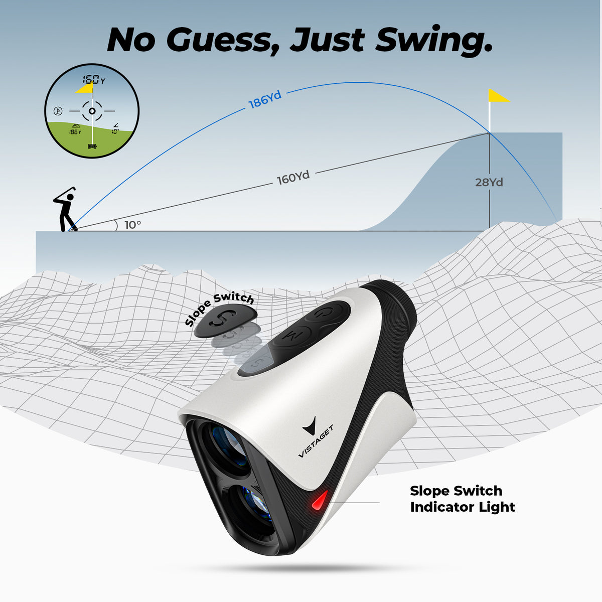 Golvia High-Transmission LCD Golf Rangefinder